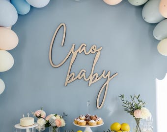 Placa "Ciao Baby": Decoração Italiana para Chá de Bebê | Celebração com Tema Litorâneo | Painel de Fundo para Chá de Bebê