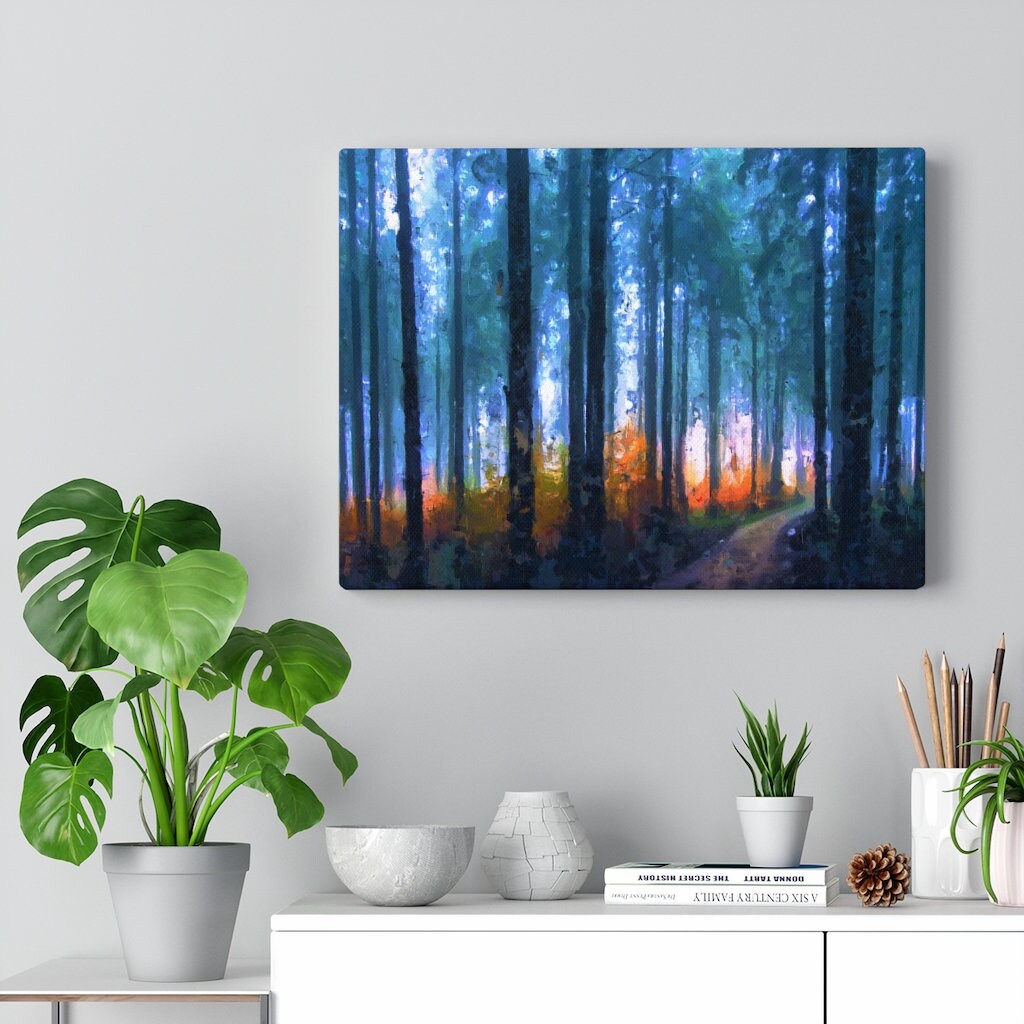 Original forest painting on canvas woodland art nature | Etsy