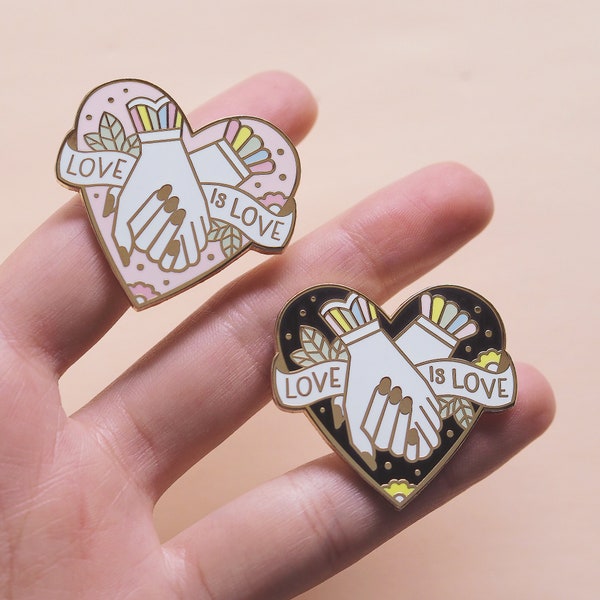 Love Is Love • Hard Enamel Pin - Inspirational Quote - Pride Pin - LGBTQIA - Rainbow - Flowers - Positive Quote - Proud