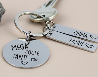 Geschenkidee Tante - Mega coole Tante von - Schlüsselanhänger personalisiert mit Namen