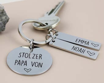 Stolzer Papa - personalisierter Schlüsselanhänger als Geschenk für Vatertag