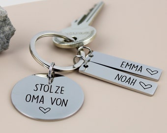 Geschenk für Oma - Stolze Oma von.. - Personalisiertes Geschenk Schlüsselanhänger