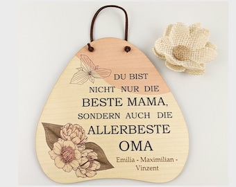 Holzschild personalisiert | Beste Mama und Allerbeste Oma | Muttertagsgeschenk