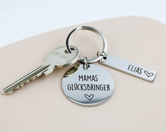 Personalisiertes Geschenk - Mamas Glücksbringer - Schlüsselanhänger mit Namen