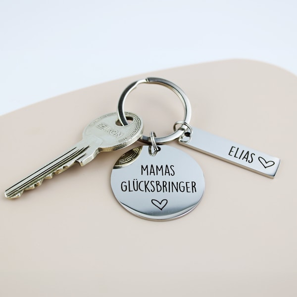 Gepersonaliseerd cadeau - moeders geluksbrenger - sleutelhanger met naam