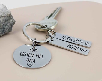 Zum ersten Mal Oma - Schlüsselanhänger personalisiert