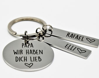 Personalized gift for dad - keychain - dad we love you with name