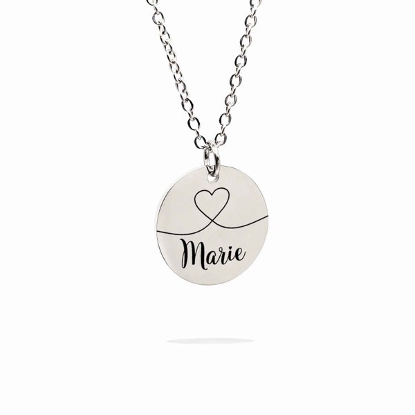 Namenskette Halskette • Personalisierte Kette • Herz Halskette in Silber, Gold und Rosegold • Namenskette mit Gravur • Geschenk für sie