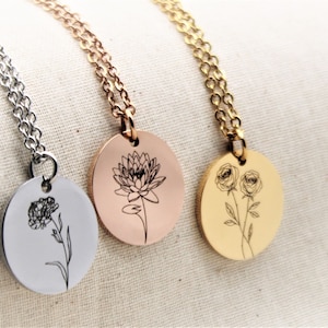 Geburtsblumen Halskette • Personalisierte Kette