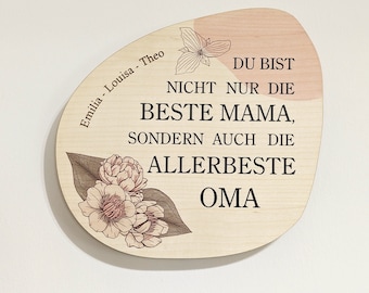 Holzschild personalisiert | Beste Mama und Allerbeste Oma | Muttertagsgeschenk