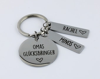 Grandma's Lucky Charm - Personalized Gift Keychain