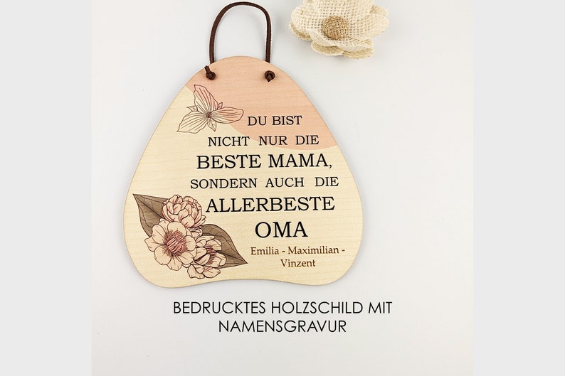 Holzschild personalisiert | Beste Mama und Allerbeste Oma | Muttertagsgeschenk