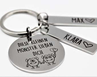 Geschenk - Schlüsselanhänger aus Edelstahl - Diese kleinen Monster lieben dich