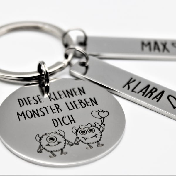 Personalisiertes Geschenk Schlüsselanhänger - Diese kleinen Monster lieben dich