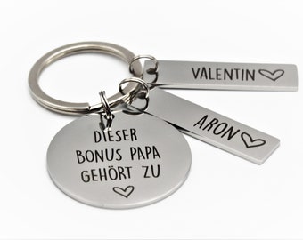 Keychain for Bonus Dad, Custom Made, Father's Day Gift, Personalized