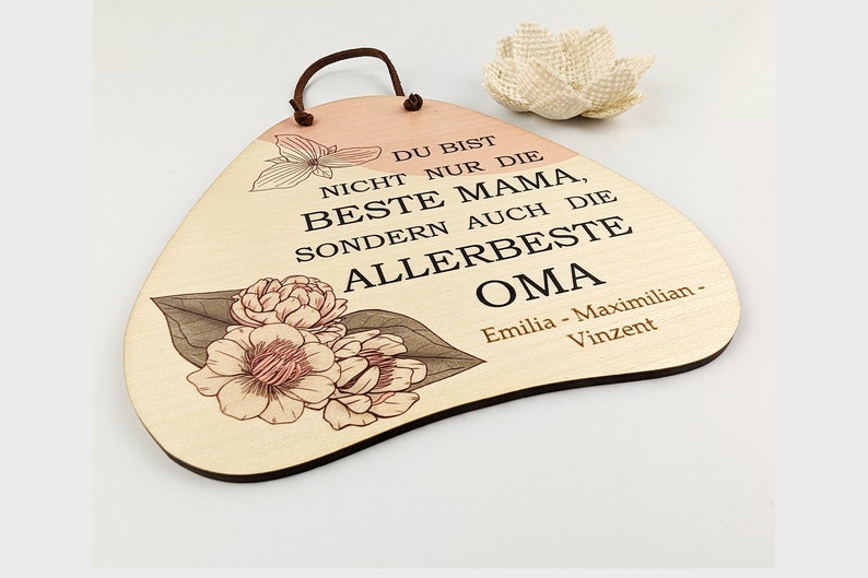 Holzschild personalisiert | Beste Mama und Allerbeste Oma | Muttertagsgeschenk