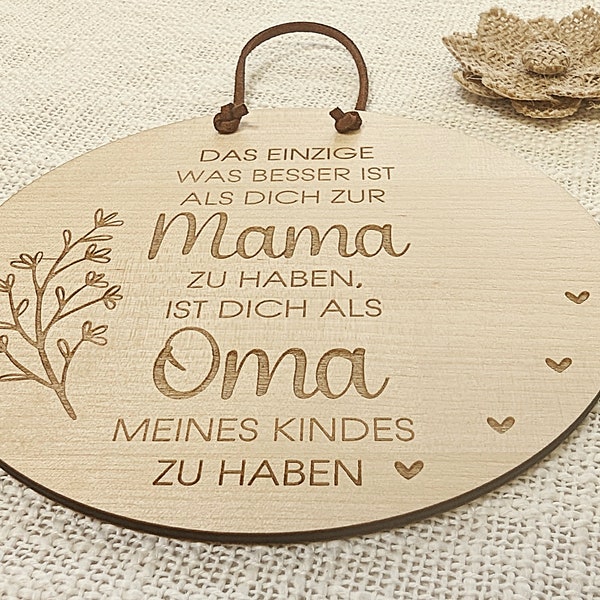 Graviertes Holzschild - Geschenk für Oma und Mama