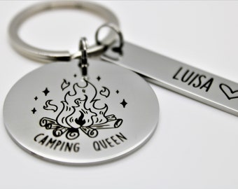 Campergeschenk - Schlüsselanhänger personalisiert mit Namen Camping Queen