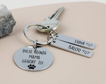 Hundemama Geschenk - Schlüsselanhänger aus Edelstahl mit personalisierten Anhängern