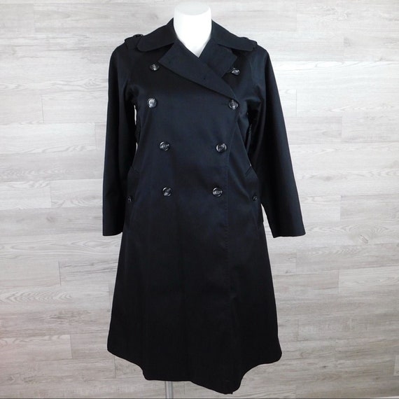 Vintage Black Double Breasted Trench Coat