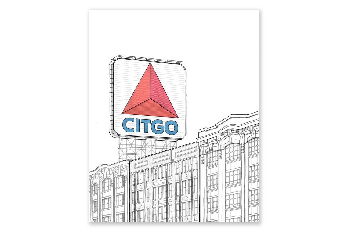 Boston Landmark Citgo Sign Drawing, Fenway Park, Kenmore Square ...