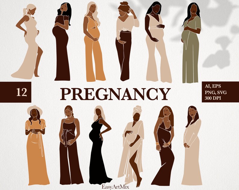 Pregnancy Clipart Abstract Mother SVG Black Woman Clipart | Etsy