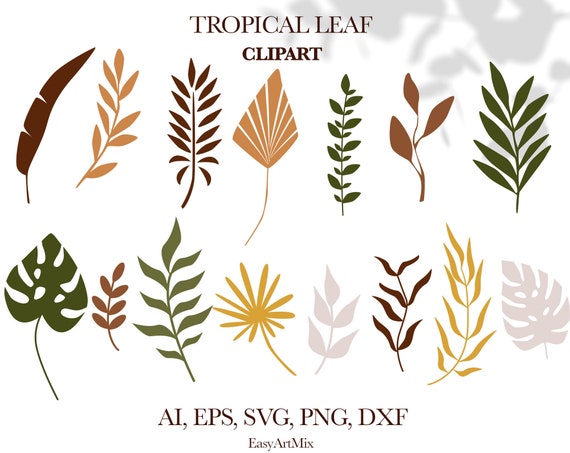 Download Tropical Leaf Clipart Jungle Leaves Svg Dxf Png Leaf Cut File Etsy