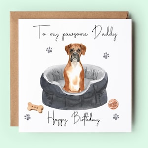Tarjeta de papá boxeador, tarjeta de cumpleaños de papá boxeador, tarjetas de perro, tarjetas de perro