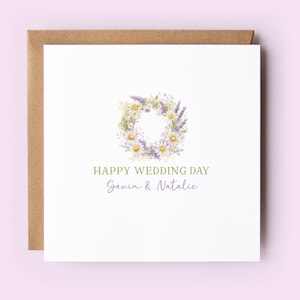 Carte de mariage, Félicitations pour votre mariage, Carte de mariage florale, Carte personnalisée, Carte de mariage printanière