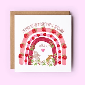 Carte personnalisée pour premier anniversaire, premier anniversaire de Berry, carte d'anniversaire, cartes pour fille, 1er anniversaire, carte pour nièce, carte pour petite-fille