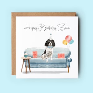 Carte d'anniversaire épagneul Springer, carte d'anniversaire personnalisée, carte d'amoureux des chiens, cartes faites main, cartes d'anniversaire de chien