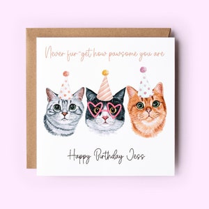 Cat Birthday Card, Personalised Birthday Card, Cute Birthday Cards, Funny Birthday Cards