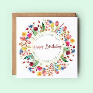 Tarjeta de cumpleaños para abuela, tarjeta de cumpleaños con flores, tarjeta para abuela, tarjeta para abuela