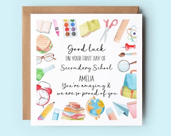 Personalized Good Luck Secondary School Card