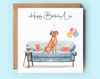 Cartão de aniversário personalizado para amante de cães da raça Vizsla Húngaro.
