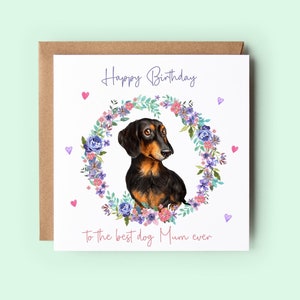 Tarjeta de mamá de perro, tarjeta de perro salchicha, tarjeta de cumpleaños de perro, tarjeta de perro salchicha, tarjetas de perro
