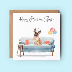 Französische Bulldogge Geburtstagskarte, personalisierte Geburtstagskarte, Hundeliebhaber Karte, handgemachte Karten, Hunde Geburtstagskarten, Frenchie Hund