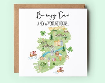 Personalisierte Bon Voyage Irland Karte, Neues Abenteuer