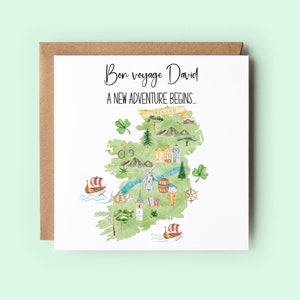 Ireland Card, Moving To Ireland Card, New Adventures Card, Emigrating Card, Personalised, Bon Voyage Card