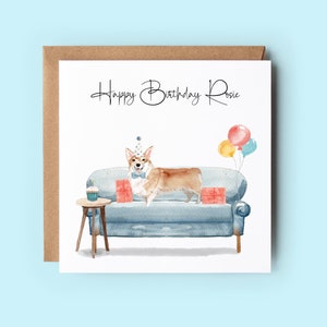 Corgis Geburtstagskarte, personalisierte Geburtstagskarte, Hundeliebhaber Karte, handgemachte Karten, Hunde Geburtstagskarten