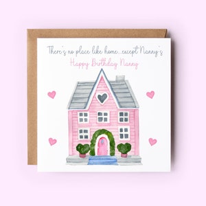 Carte d'anniversaire pour nounou, carte pour grand-mère, il n'y a pas d'endroit comme chez soi... sauf celle de grand-mère et grand-mère