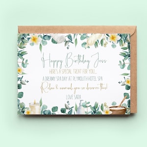 Vale de spa personalizado, vale de spa de cumpleaños, regalo de spa