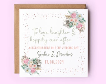 Personalized Floral Wedding Day Card, Congratulations Card