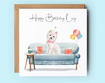 Personalized Westie Birthday Card, Dog Lover Handmade Card