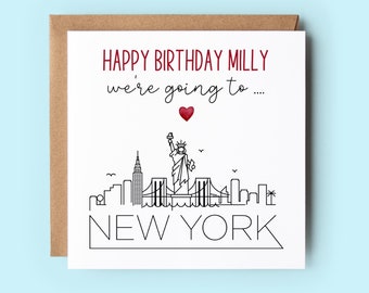 We're Going To New York, Surprise Reveal Birthday Card, Personalised ,Wording Can Be Customised