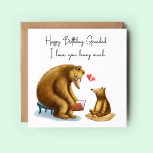 Tarjeta del día del abuelo, tarjeta de cumpleaños del oso, tarjeta del abuelo, te amo mucho, tarjeta del abuelo, tarjeta del abuelo