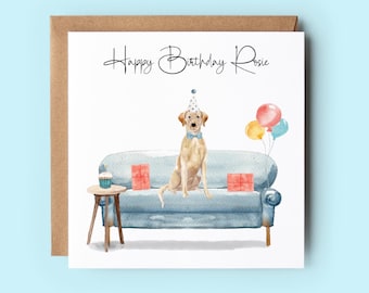Biglietto Di Compleanno Con Labrador, 145x145 Mm, Ecologico Con Busta, Fatto In UK