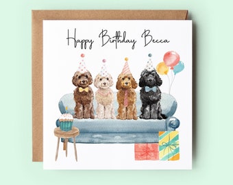 Personalized Cockapoo Birthday Card, Handmade Dog Card