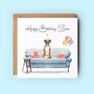 Boxer Geburtstagskarte, personalisierte Geburtstagskarte, Hundeliebhaber Karte, handgemachte Karten, Hunde Geburtstagskarten