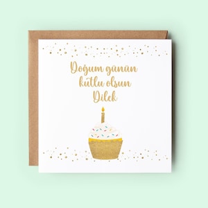Doğum Günün Kutlu Olsun Karte, Türkische Geburtstagskarte, Personalisierte Geburtstagskarte